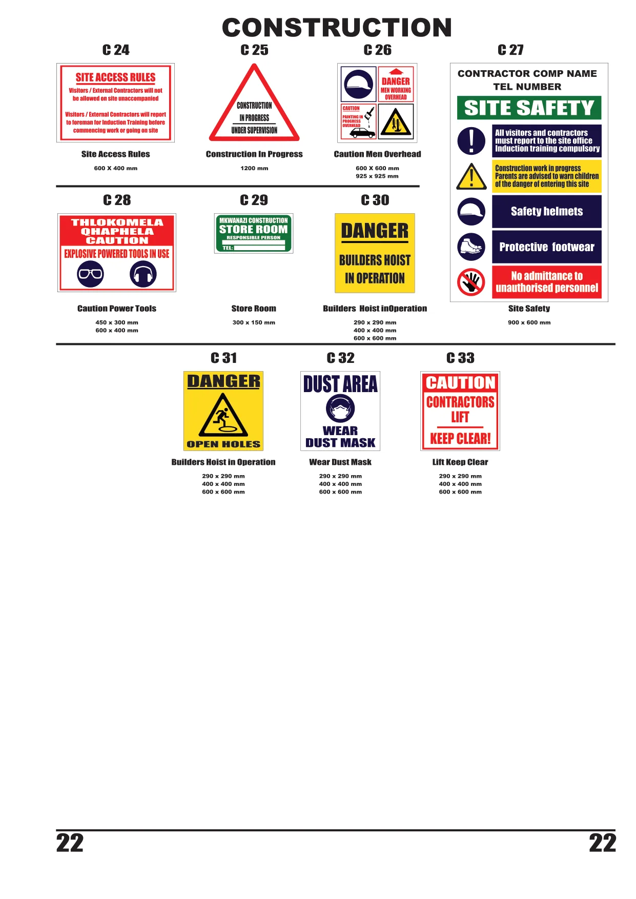Catalogue page 23 — Construction