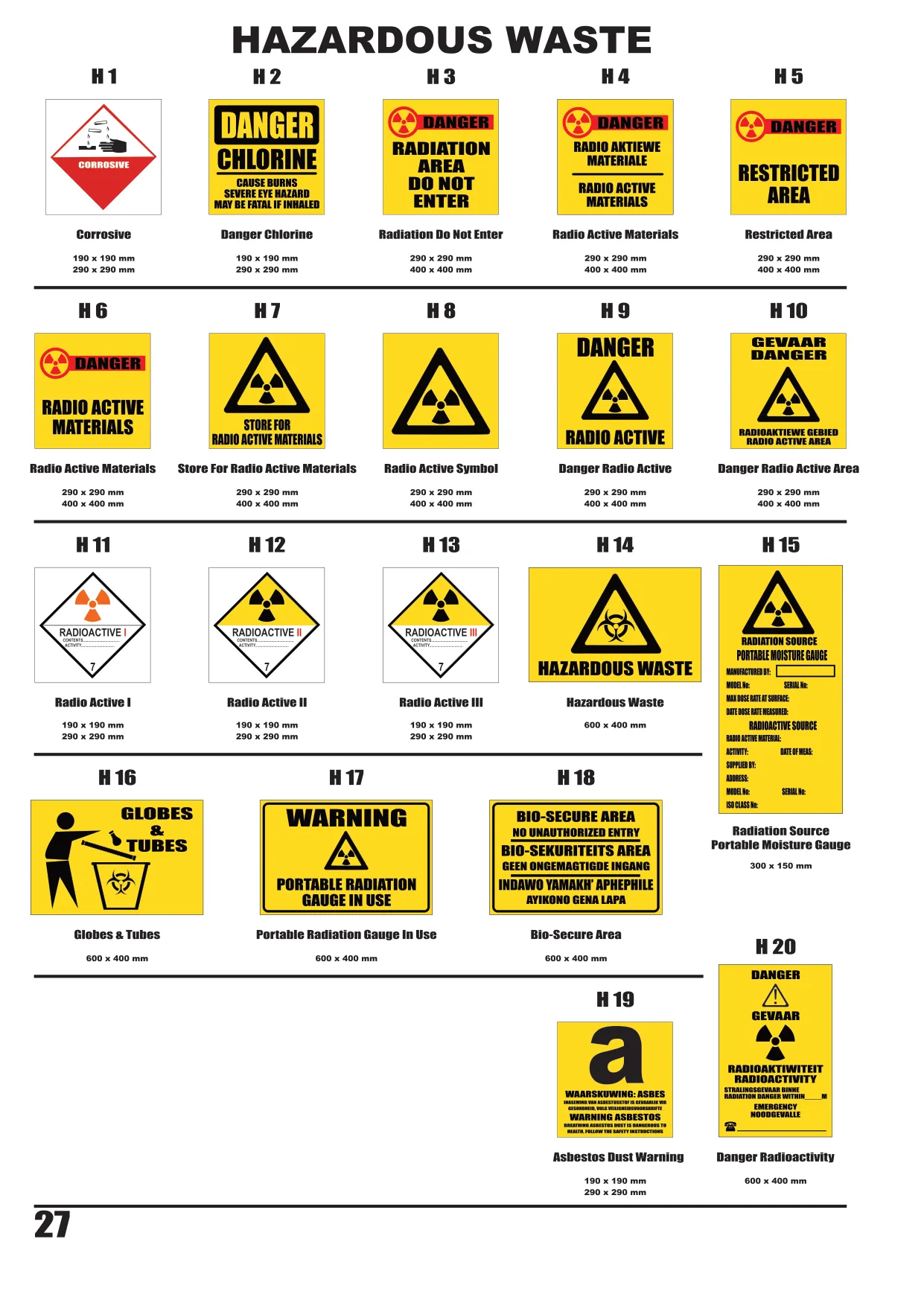 Catalogue page 28 — Hazardous Waste