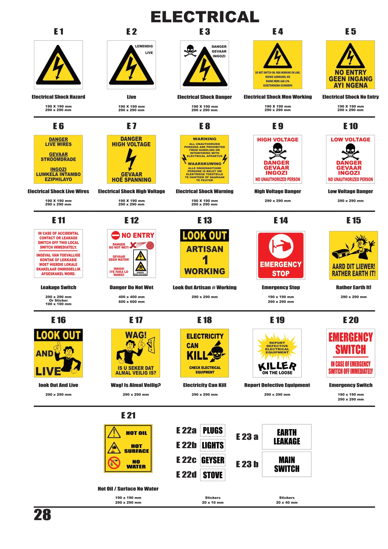 Catalogue page 29 — Electrical