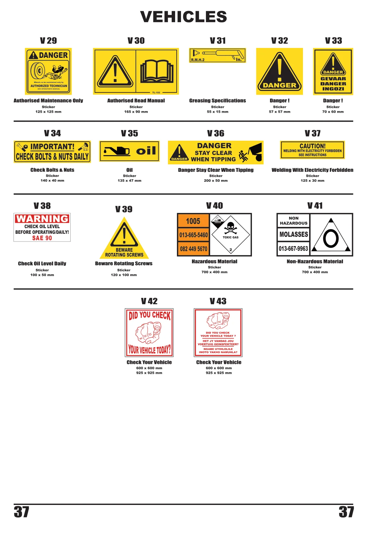 Catalogue page 38 — Vehicles