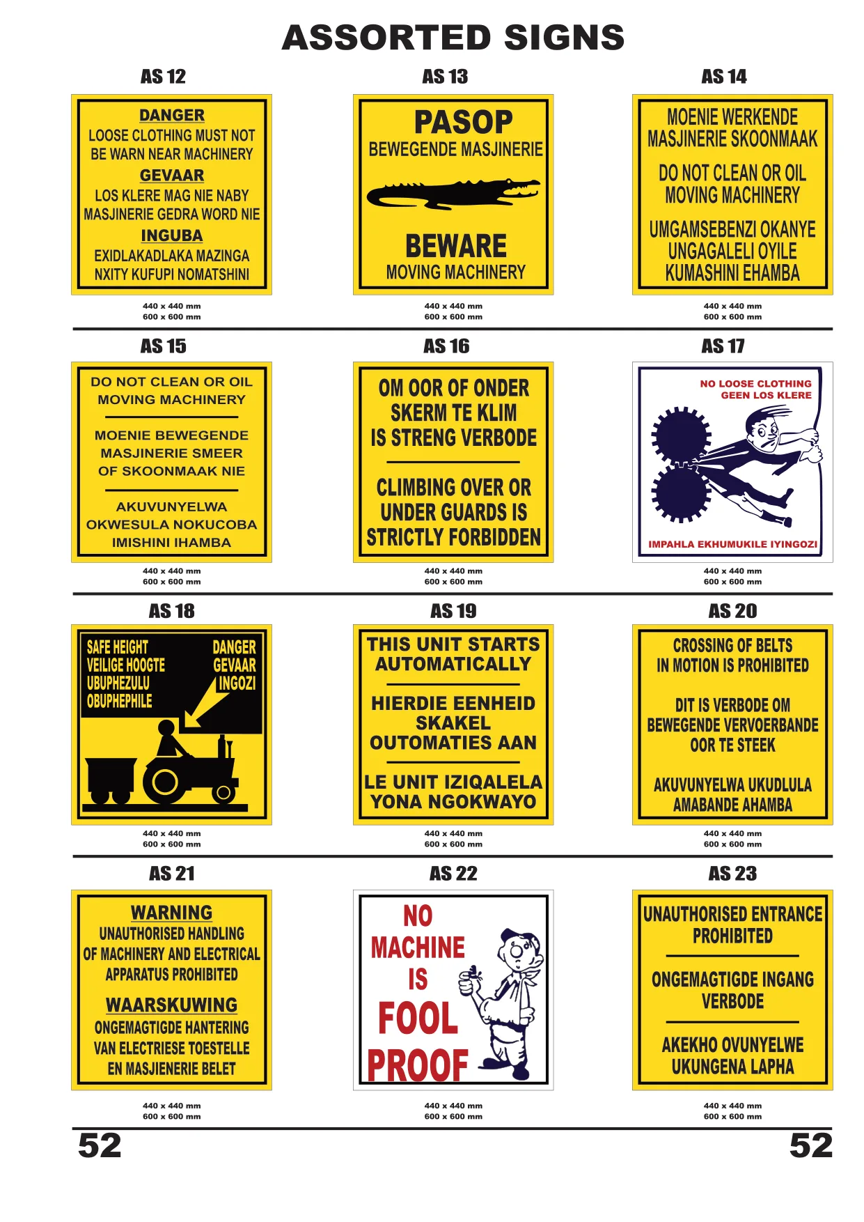 Catalogue page 53 — Assorted Signs