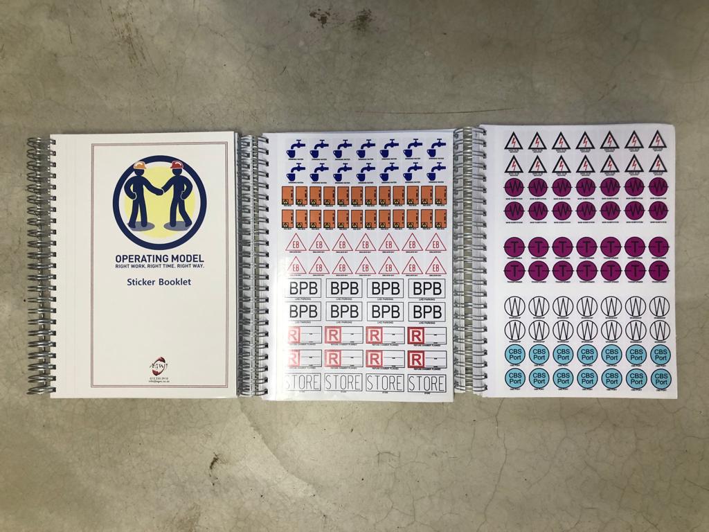 Custom safety sticker booklet with spiral binding